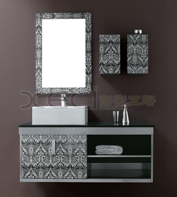 Black & White Stainless Steel Bath room Cabinet (XC9015)
