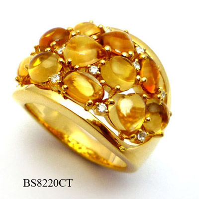 18K Gold Citrine Diamond Ring