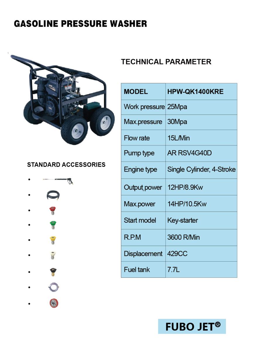 Gasoline High Pressure Washer With Fubo Brand