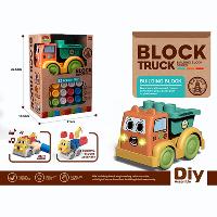 23pcs building blocks light music wheat straw engineering vehicle