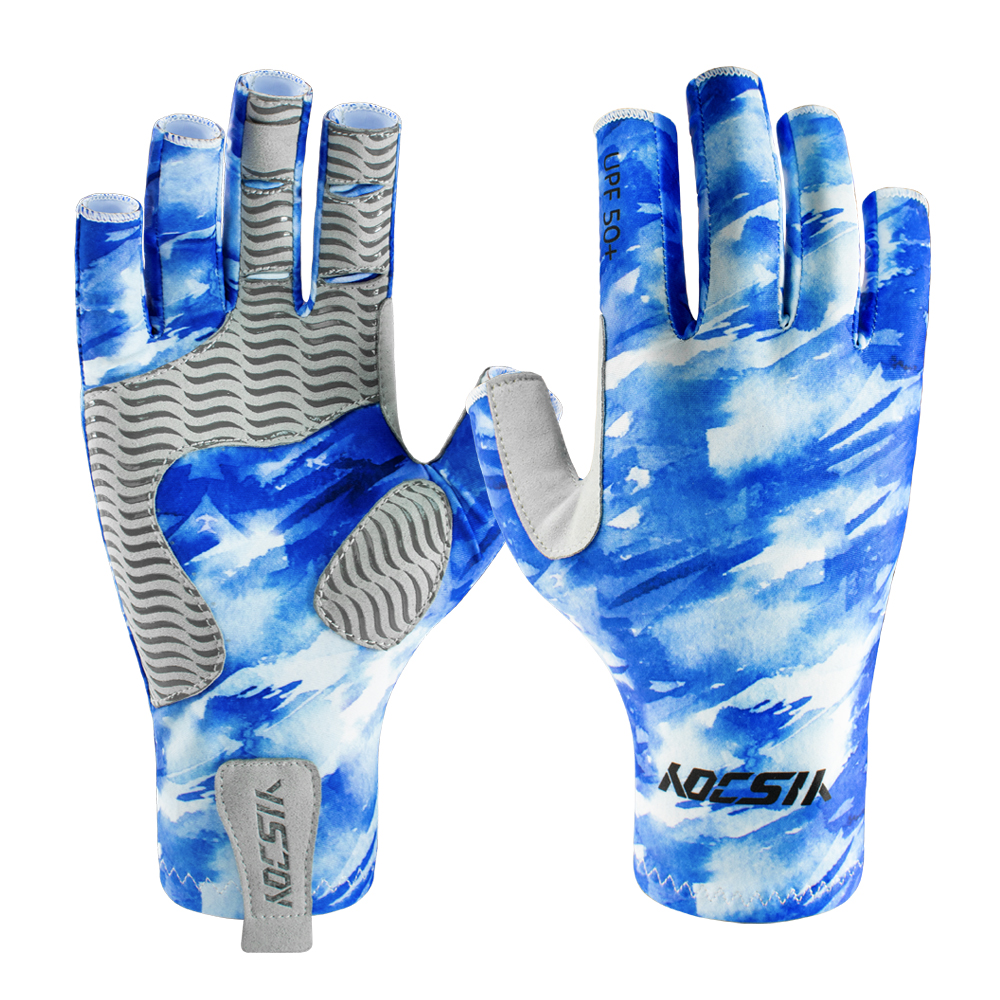 Durable Own Camo Printing Personalized UPF50+ Sun Kayaking Gloves Quick Dry Fly Fishing Gloves