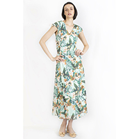 V-neck Printed Chiffon Dress