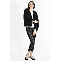 T-1906009-1 Faux Fur Party Jacket, T-1906009-2 Lace Top with Sequins, T-1906009-3 PU Combined Legging with Gold Zippers