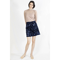 T-1906012-1 Top: Back Bow Metaliic Pleated Top, T-1906012-2 Bottom: Velvet Skirt with Sequins