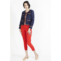 T-1906023-1 Jacket: Tweed Jacket with Decorative Tape, T-1906023-3 Pants: Red Pants