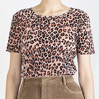 Leopard Print Pleated Top