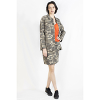 T-1906036-1 Jacket: Camo Print Millitary Jacket, T-1906036-2 Top: Crepe Polyester Top with Spagetti Straps, T-1906036-3 Skirt: Camo Print Short Skirt