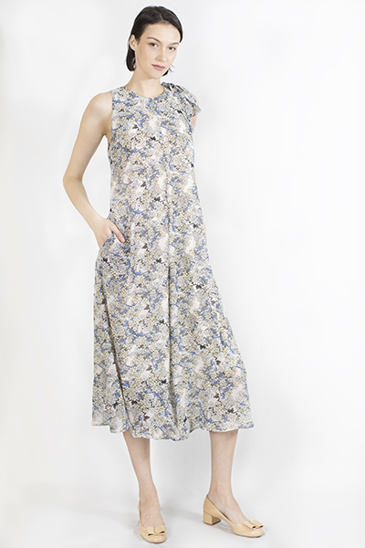 Printed Chiffon Jumpsuit with Tie