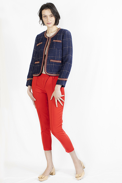 T-1906023-1 Jacket: Tweed Jacket with Decorative Tape, T-1906023-3 Pants: Red Pants