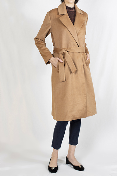 Cashmere Wrapped Long Coat with Belt