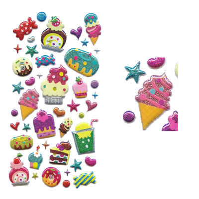 Puffy stikcer with glitter