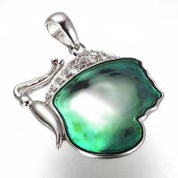 SILVER PENDANT W/CZ STONE AND ENAMEL