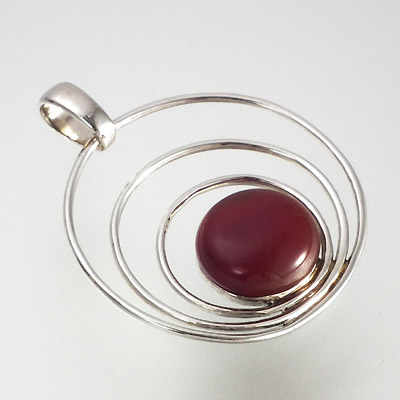 SILVER PENDANT W/PRECIOUS STONE