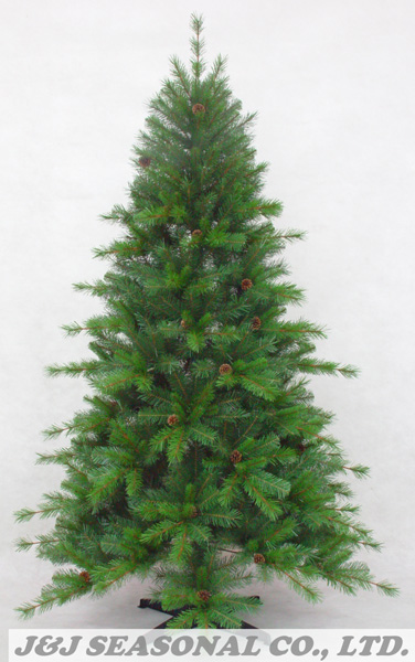 7' PVC & BRISTLE Mixed Tree W/64 pinecone
