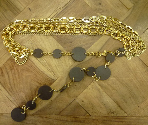 Ladies Chain Belt With Leather Trims