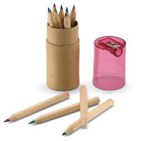 3.5 inches-12pcs Color Pencil/paper Tube With Sharpener