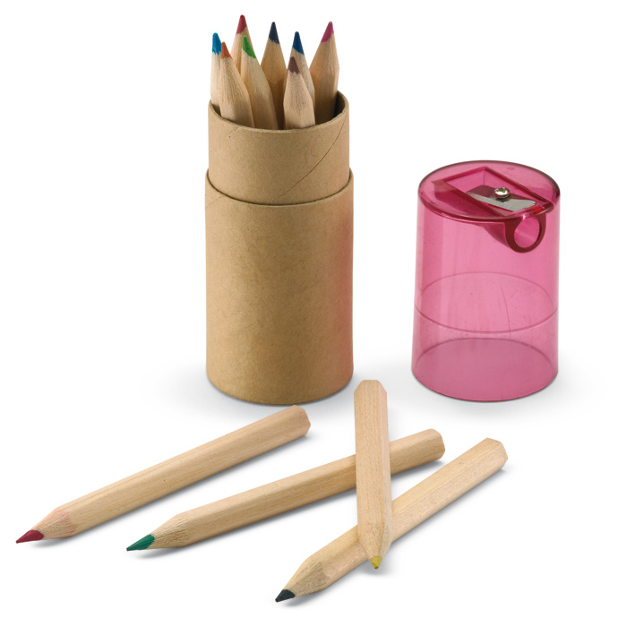 3.5 inches-12pcs Color Pencil/paper Tube With Sharpener
