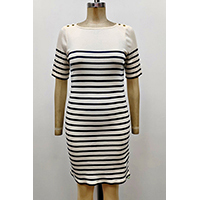 Women's Striped Cotton Boatneck Dress