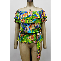 Women's Floral Jersey Off-the-Shoulder Top