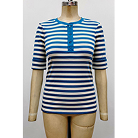 Women's Striped Stretch Cotton Henley Tee