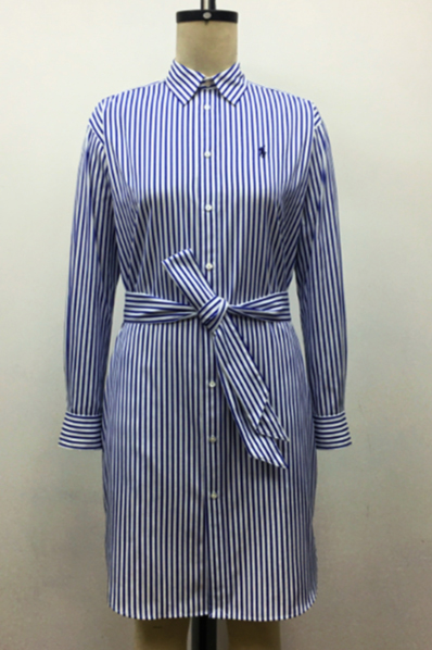 Women's Striped Cotton Shirt Dress