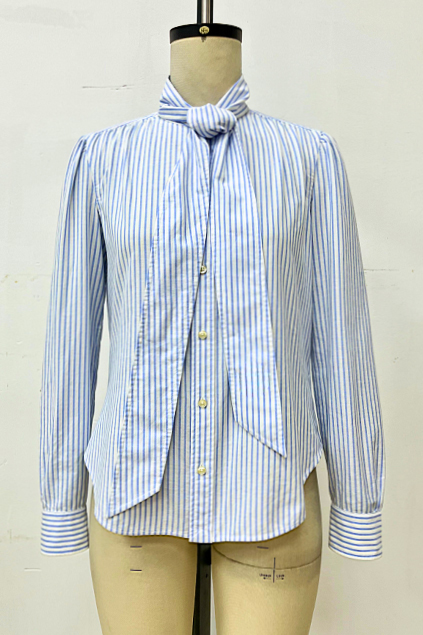 Women's Stripe Tie-neck Shirt