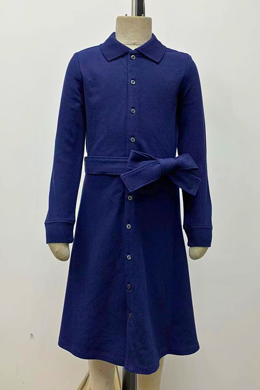 Girl's Belt Stretch Pique Dress