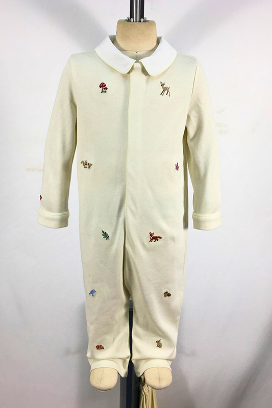 Baby Dog-embroidered Cotton Knit Coverall