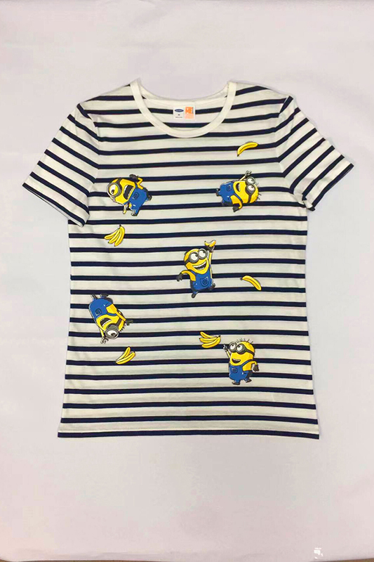 Girl's Minions Print Round Neck T-shirt