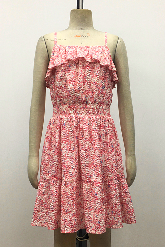 Girl's Floral Cotton Seersucker Dress