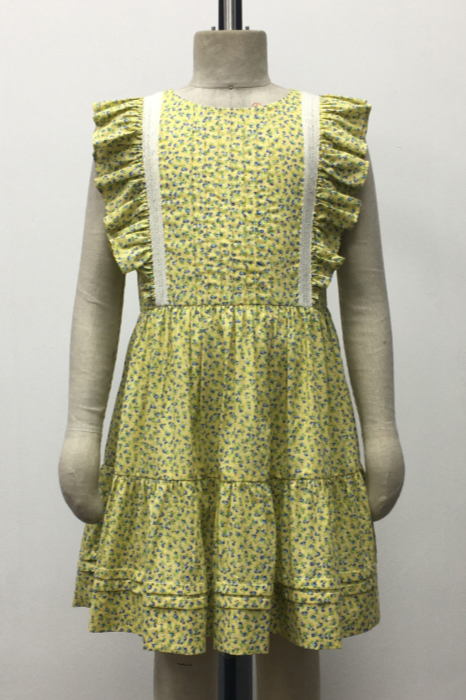 Girl's Floral Ruffled Cotton Dress