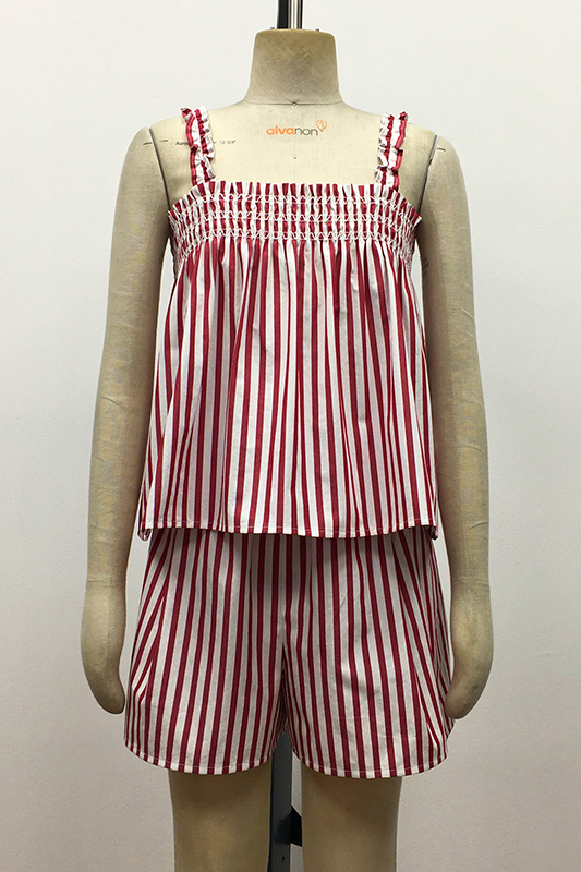 Girl's Striped Cotton Poplin Top & Short Set