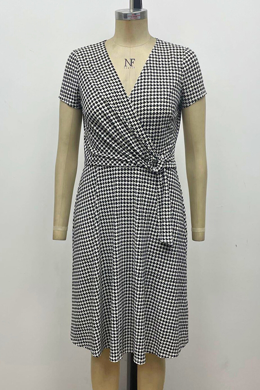Women's Houndstooth Jersey Midi Dress