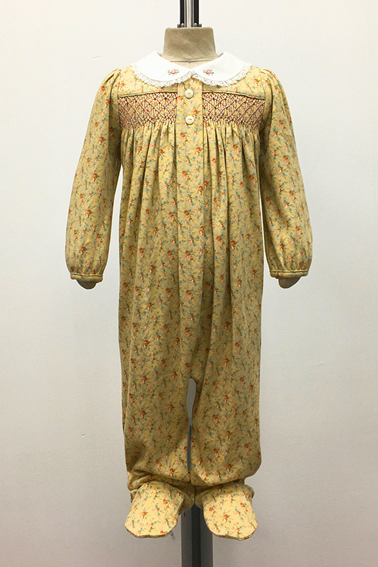 Baby Smocked Floral-embroidered Coverall