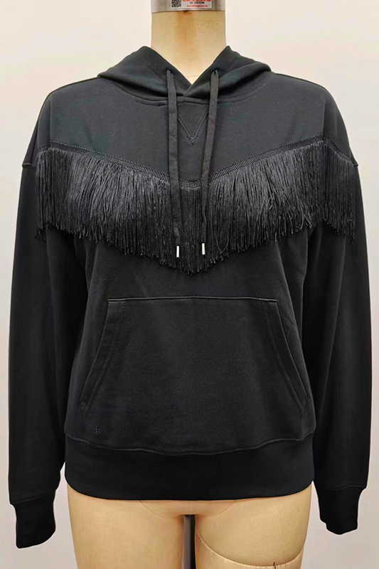 Women's Fringe Trim Fleece Hoodie