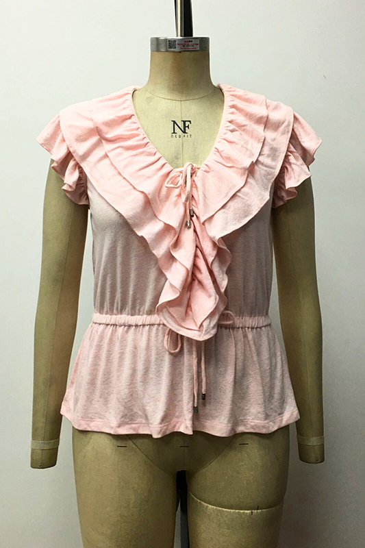 Women's Ruffle-trim Jersey Peplum Top