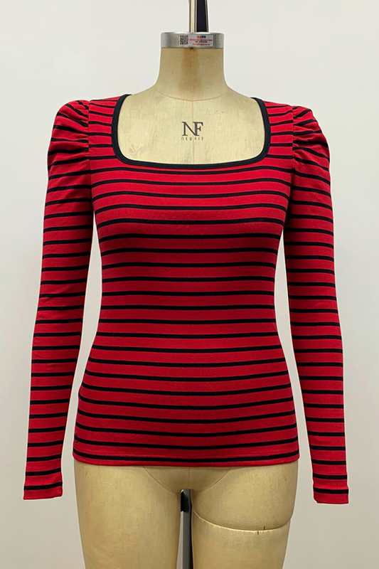 Women's Square Neck Stripe Top