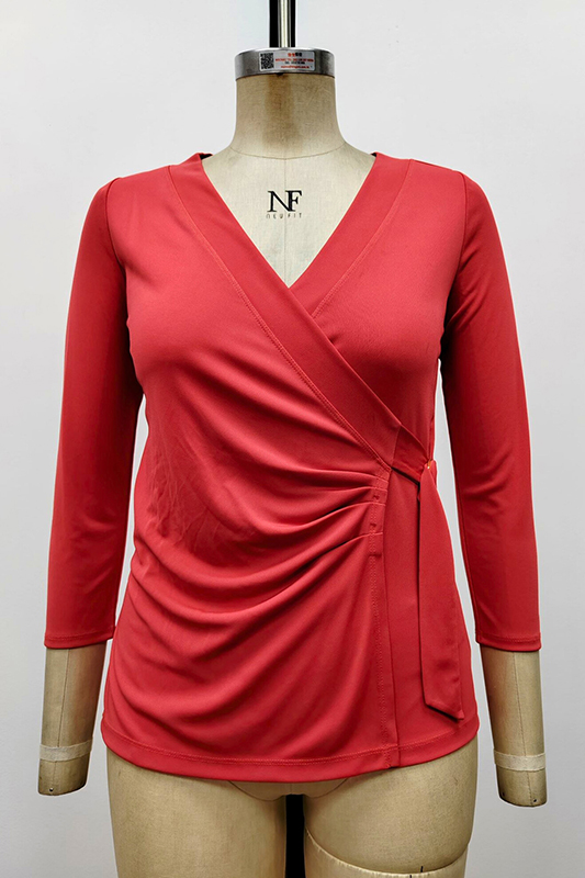 Women's Stretch Jersey Front Wrap Top