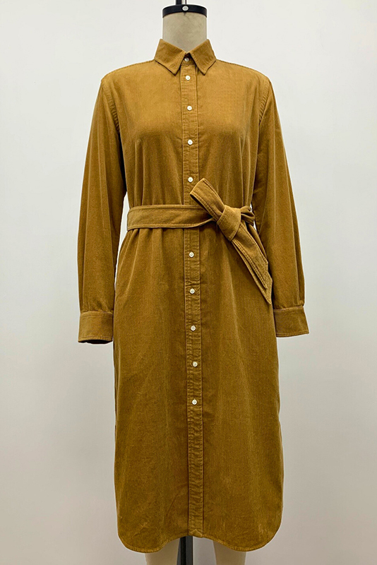 Women's Belted Corduroy Shirtdress