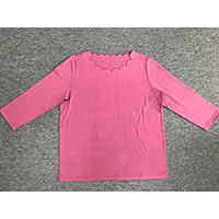 Ladies 3/4 Sleeve Knitted Tee with Scallop Neck