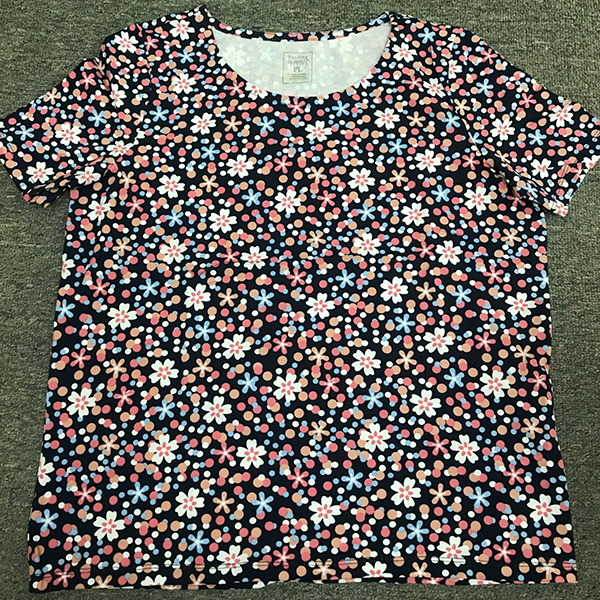 Ladies Allover Print Crew Neck Knitted Tee