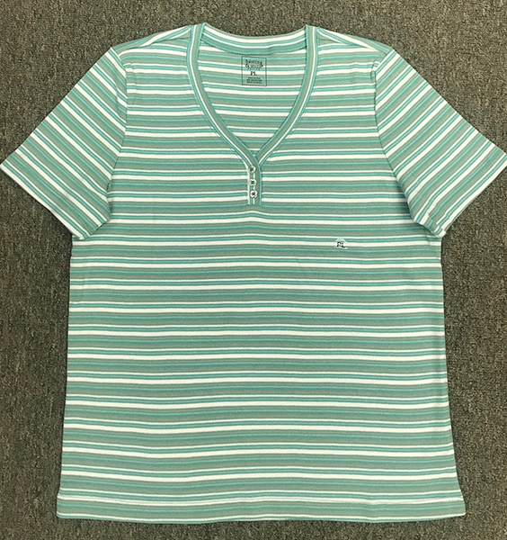 Ladies Knitted Tee with Non-functional Button Closure