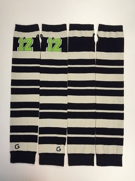 ALB & QFC - 12 Striped, Arm Socks, Grey