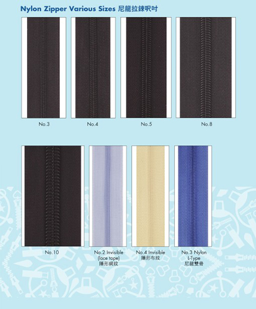 Nylon Zipper Various Sizes