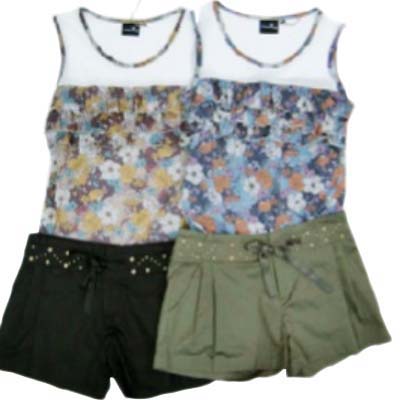 Knit tee & woven short