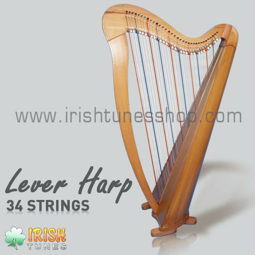 34 Strings Irish Stave Back Lever Harp (New)