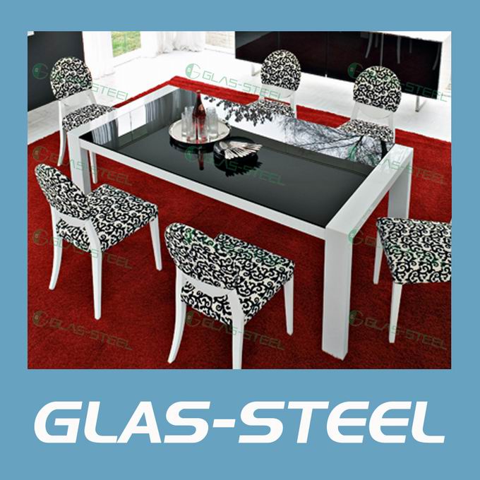 Dining Table, Made Of Tempered Glass With Chromed Leg