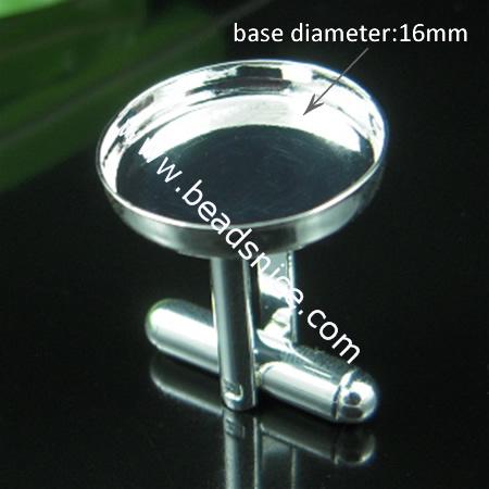 Cufflink Base , 16mm, Round