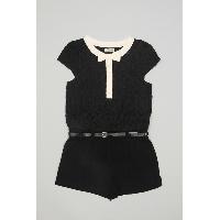 Black Lace Belted Playsuit