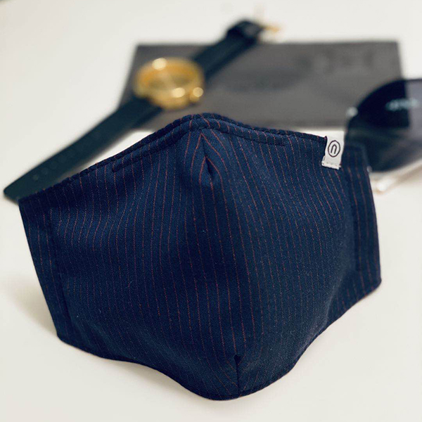Nameless Luxury Suit Reusable Face Cover #Blue / Red Stripe
